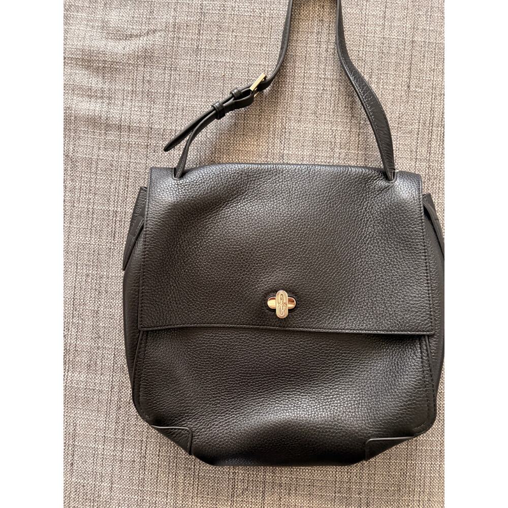 Furla Black Leather Shoulder Bag Gold Hardware Pebbled Medium Purse Work Classic - Picture 2 of 9